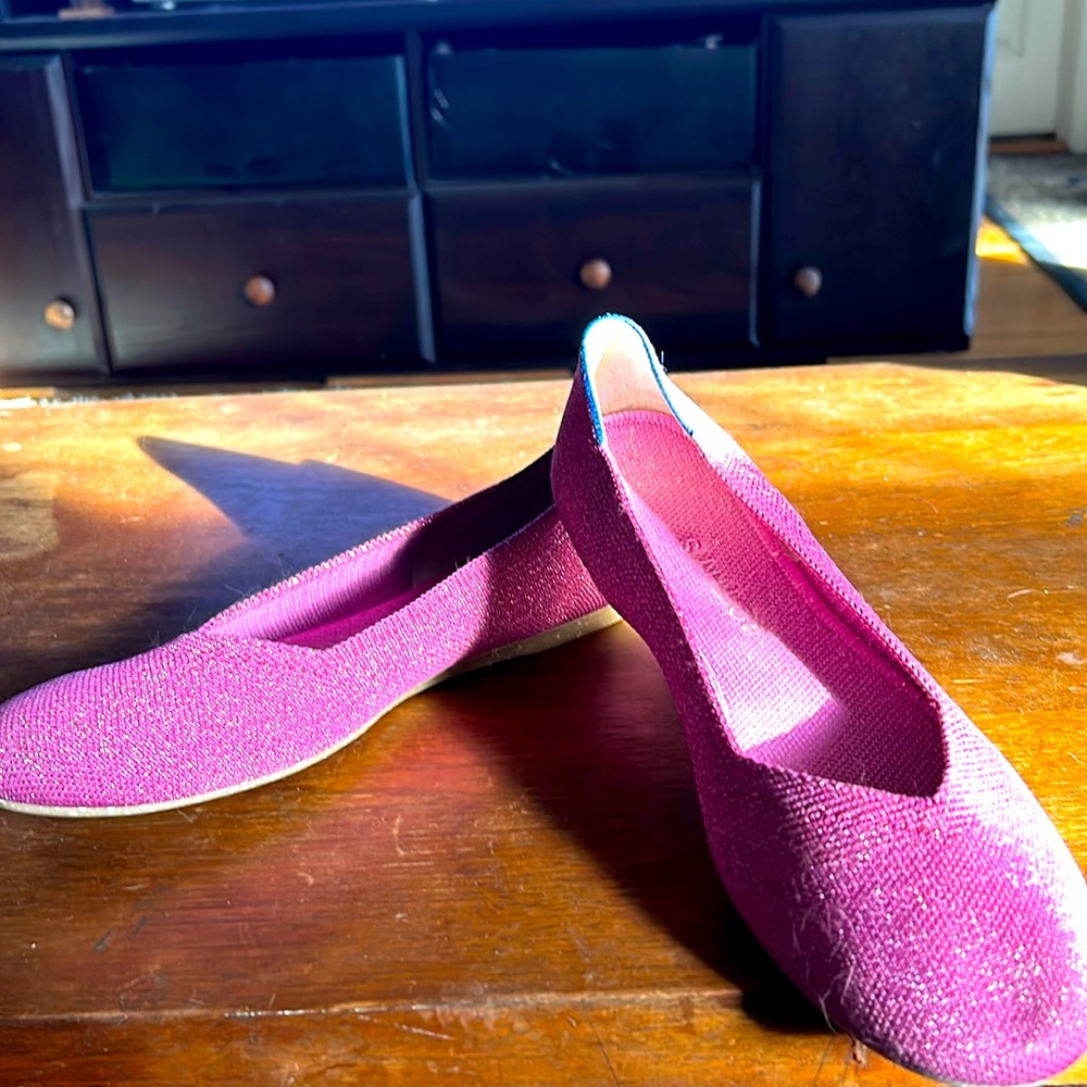 Sparkling pink Rothy’s flats 9 1/2.